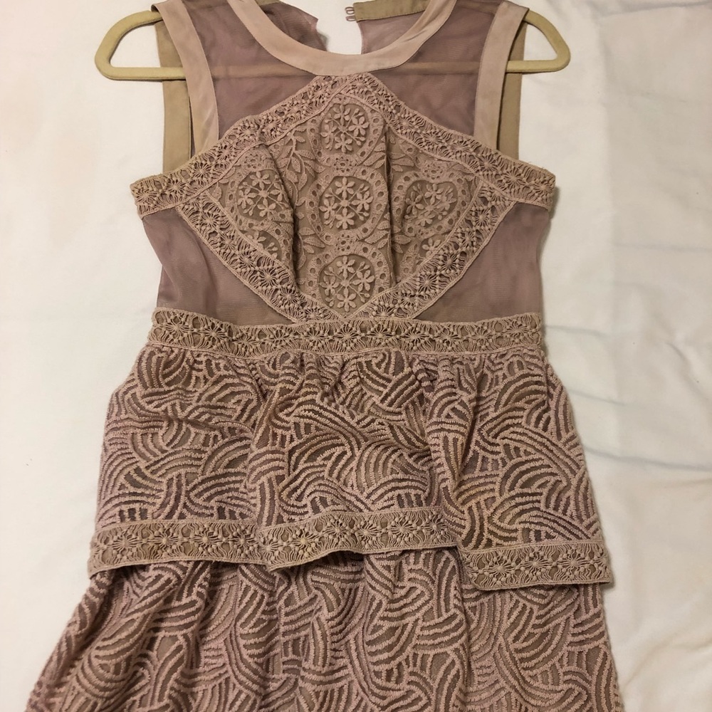BCBG blush lace mini dress